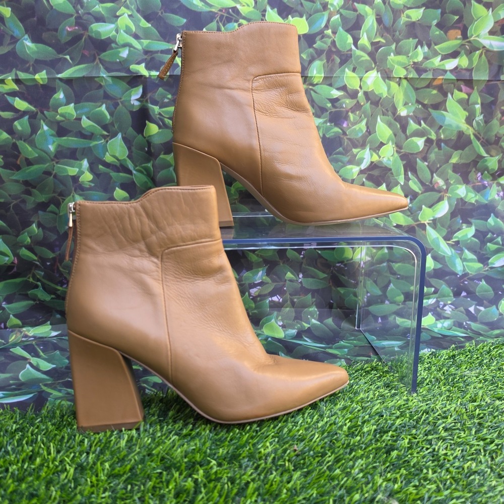 Franco Sarto Venture Booties Womens 6.5 Tan Leather Pointed Toe Western - Picture 14 of 16